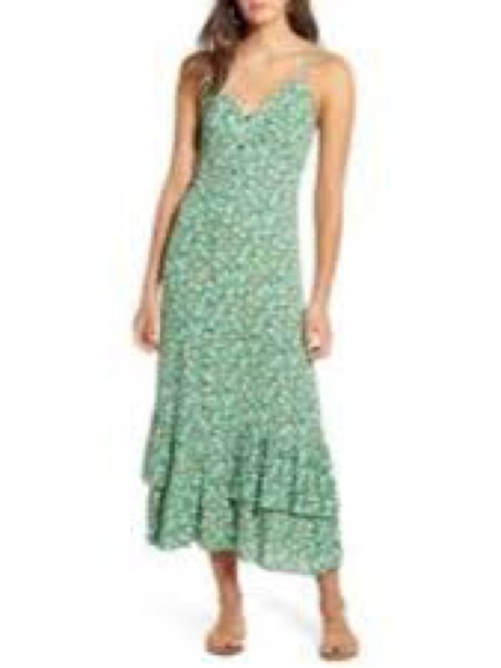NWT GOOD LUCK M GEM Ruffle Hem Sun Dress ,